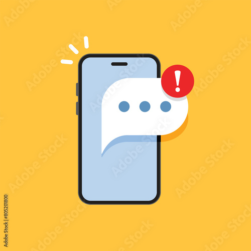 Phone notifications icon in flat style. Smartphone with new notice vector illustration on isolated background. Reminder message sign business concept.