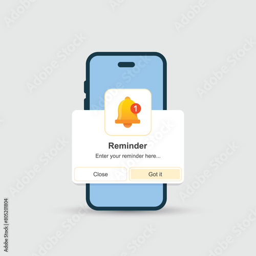 Phone notifications icon in flat style. Smartphone with new notice vector illustration on isolated background. Reminder message sign business concept.