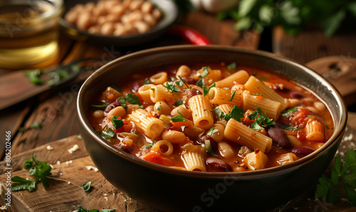 pasta fagioli, beans and pasta Italian soup  recipe photo photo