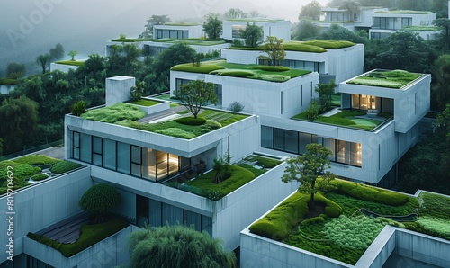 Green futuristic building, environment and architecture concepts