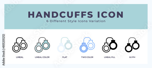 Handcuffs icon set. vector illustration.
