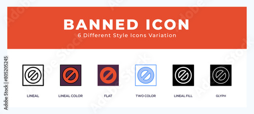 Banned icons set. Different style of icons simple vector illustration.