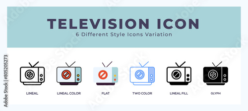 Television icon symbol. logo illustration with different styles