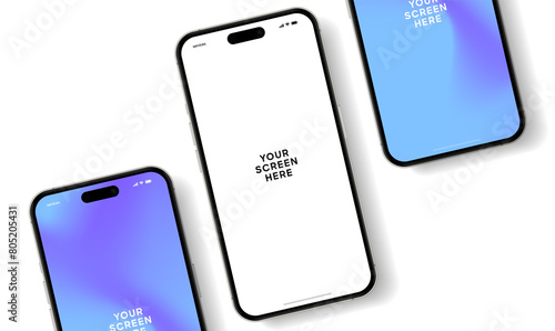 Phone mockup with illustrated background of 3 different styles and colors