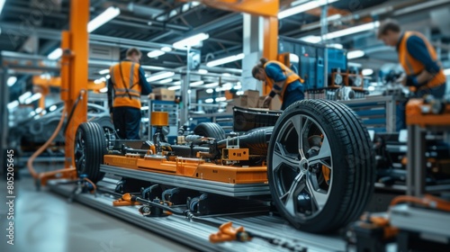 Car manufacturing process in modern factory