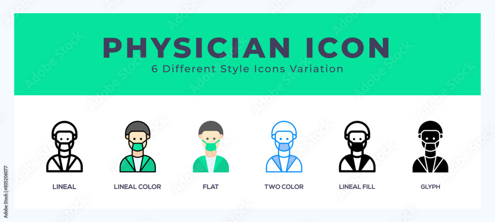Physician icon illustration vector with different styles Physician icon illustration vector with different styles