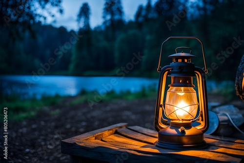 Wallpaper Mural oil lantern lamp in camping ground Torontodigital.ca