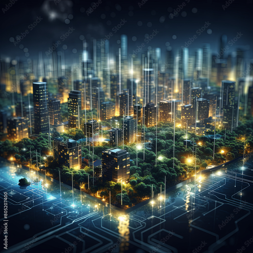 Digital city with high speed information and power grid.