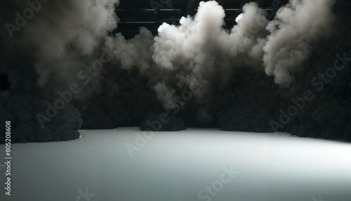 Billowing Smoke Engulfs an Empty Stage Portraying Lack of Creativity or Ideas photo