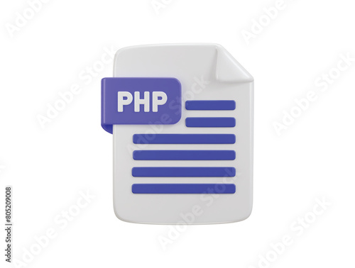 php programing language file format icon 3d rendering vector illustration