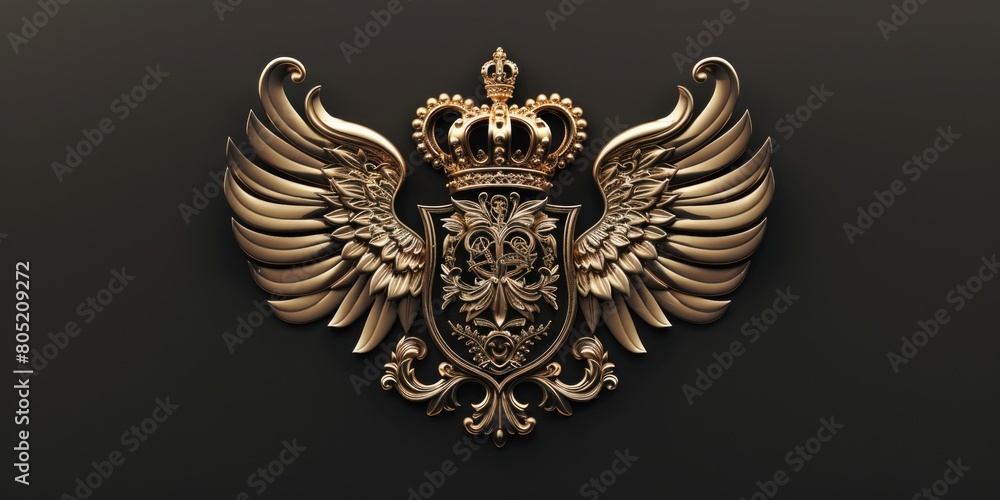 A majestic golden crest with a crown, fit for royalty A majestic golden crest with a crown, fit for royalty