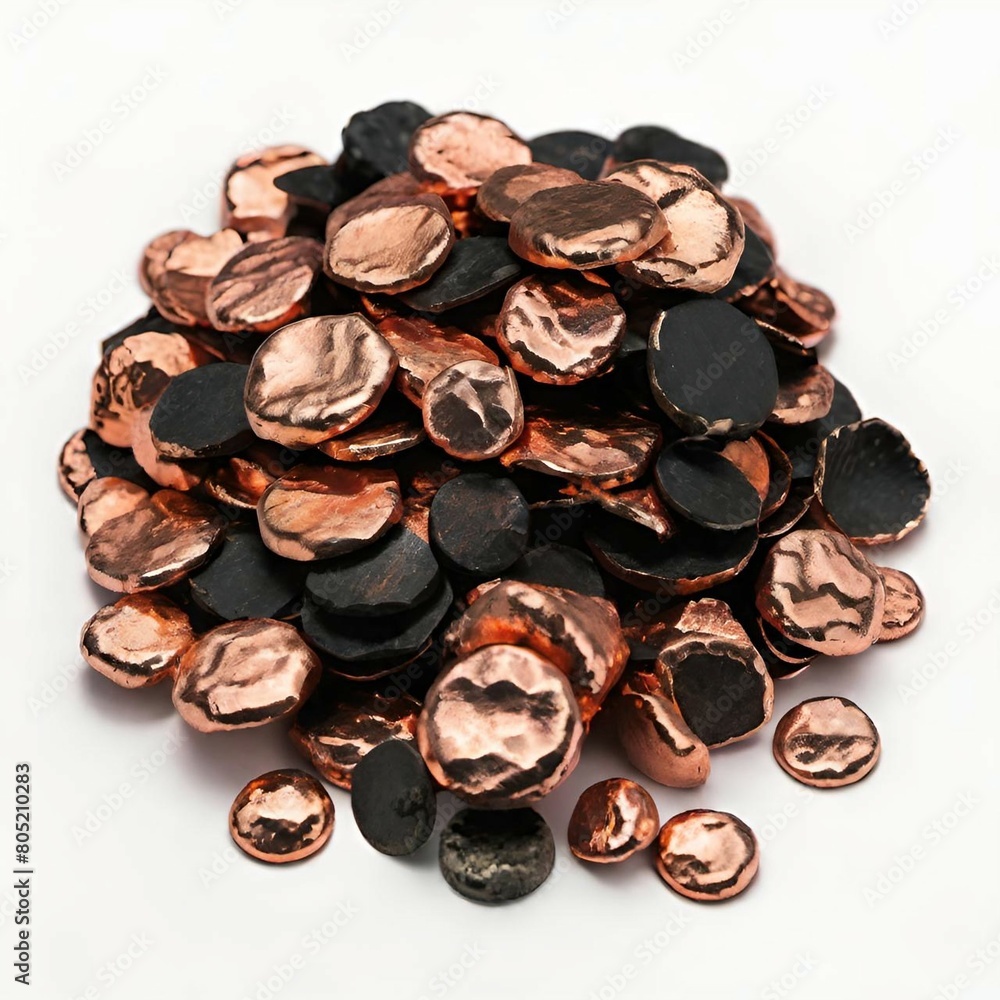 Obraz premium metal plate with different types of copper on white background