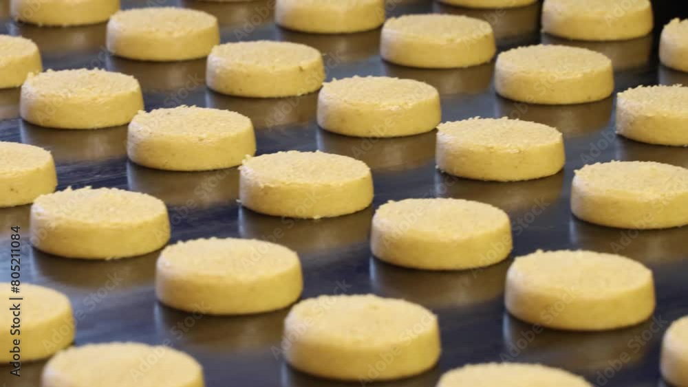 cookies on the conveyor of a confectionery factory cookies on the conveyor of a confectionery factory