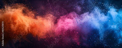 Explosion of colored powder abstract background  featuring minimalist composition