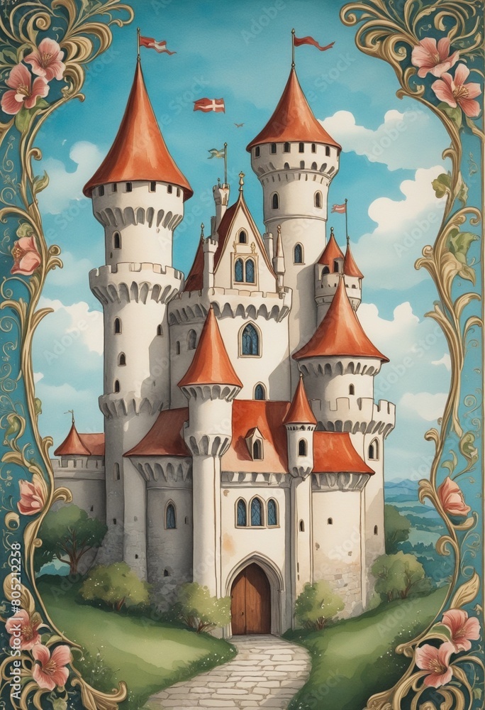 Medieval pattern with castle