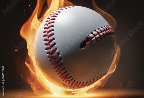 Baseball on fire,  illustration photo