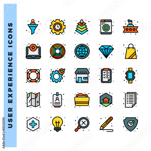 25 User Experience Lineal Color icon pack. vector illustration.