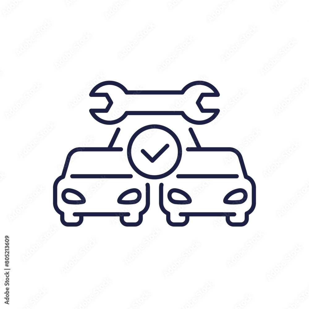 car fleet repair line icon on white car fleet repair line icon on white