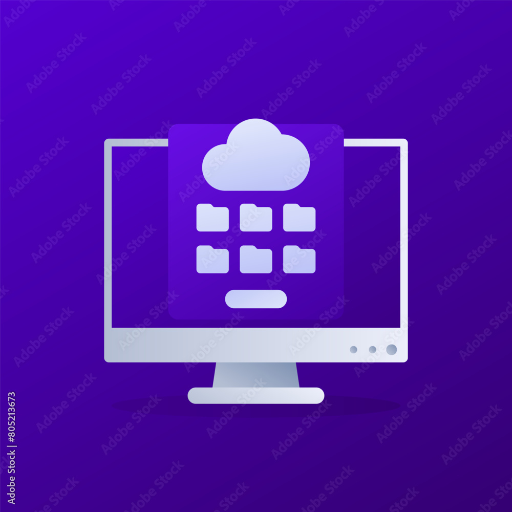 cloud storage vector icon, personal data in folders cloud storage vector icon, personal data in folders