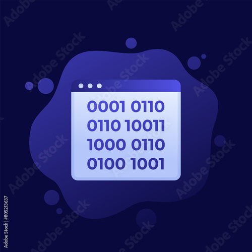 Binary code icon, vector design