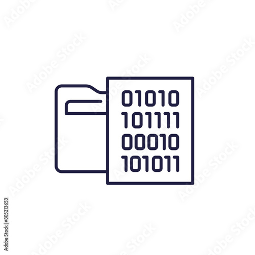 Binary code line icon with a folder