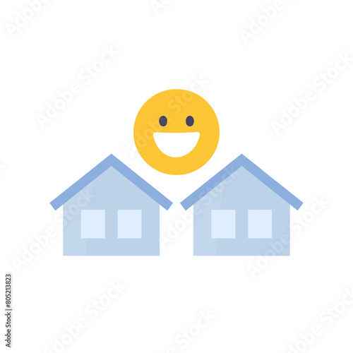 good neighbourhood icon with houses, flat vector design