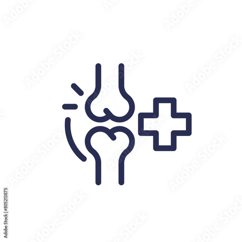 joint pain or arthritis line icon on white