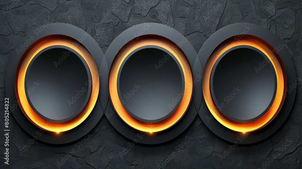 Three speakers sit atop a black wall Adjacent is a wall emitting a red light Three speakers sit atop a black wall Adjacent is a wall emitting a red light