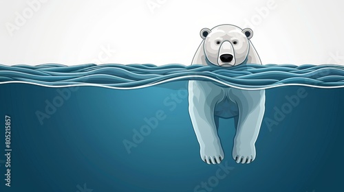   A polar bear floats in the water with his head above the surface © Jevjenijs