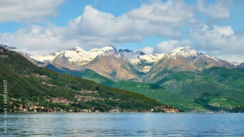 Panoramic view of Lake Como, with mountains and towns Panoramic view of Lake Como, with mountains and towns