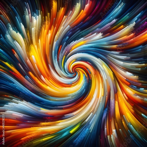 Radiant Whirl  showcasing abstract colorful shapes pulsating and shimmering in a cosmic display