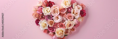 Blooming Heart of Pink and Cream Roses
