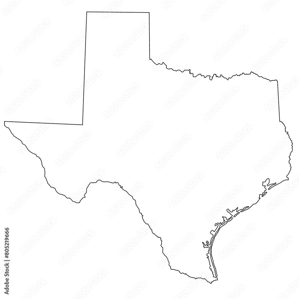 High detailed illustration map - outline Texas State Map High detailed illustration map - outline Texas State Map