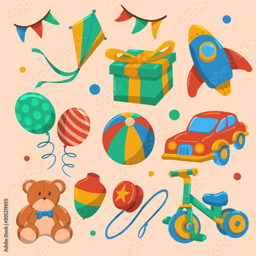 Colorful Children Toys Graphic Elements