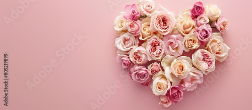 Blooming Heart of Pink and Cream Roses