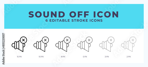 Sound off icon set with different stroke. Vector illustration with editable stroke.