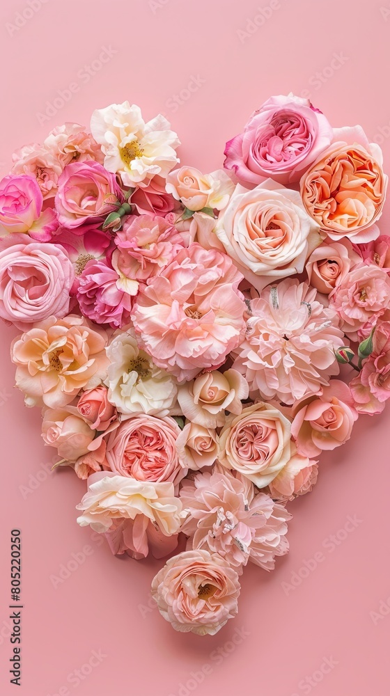 Blooming Heart of Pink and Cream Roses