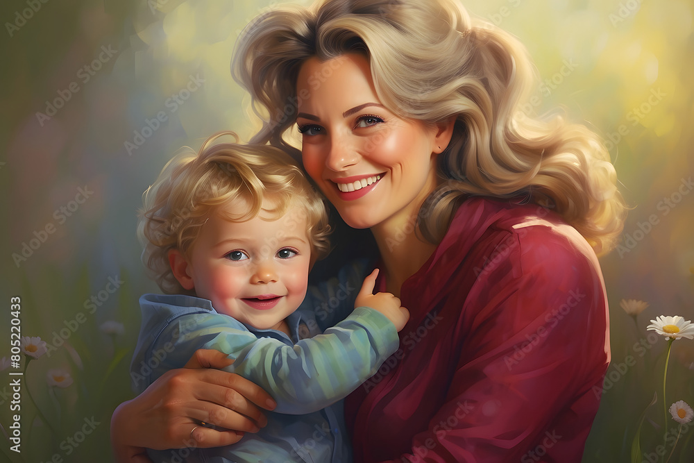 Fototapeta premium Mother's Day Happy Mother and Daughter