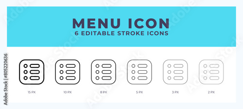 Menu icon. Regular line. Thin line. Bold line. Vector illustration.