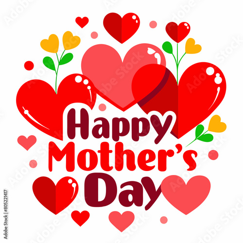 happy mothers day red hearts card