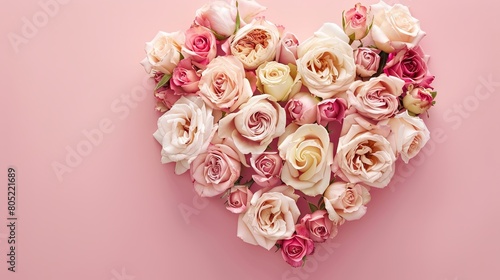 Blooming Heart of Pink and Cream Roses