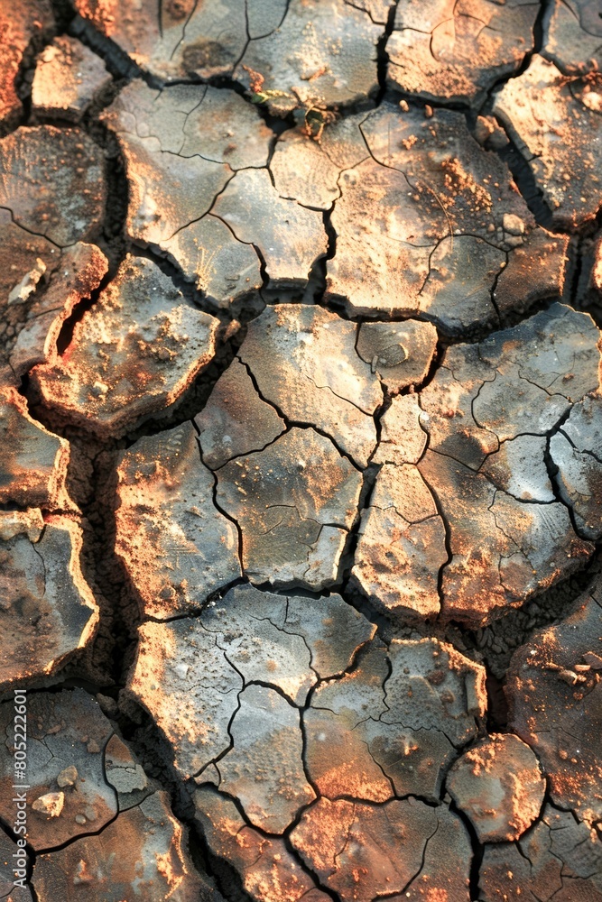 Close Up of Cracked Desert Soil. Generative AI
