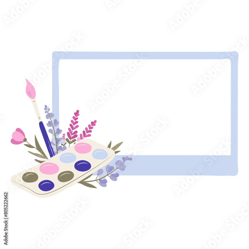 vector photo booth with paint and flowers