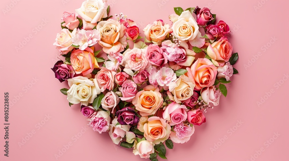 Blooming Heart of Pink and Cream Roses Blooming Heart of Pink and Cream Roses