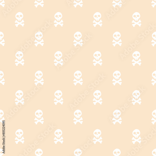 Skull and bones Seamless Pattern. Cartoon Pirate elements and objects. background. Vector illustration
