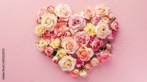 Blooming Heart of Pink and Cream Roses