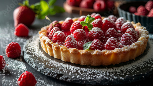 delicious sweet dessert on the table, sweets and cookies on the table, small cake with berries