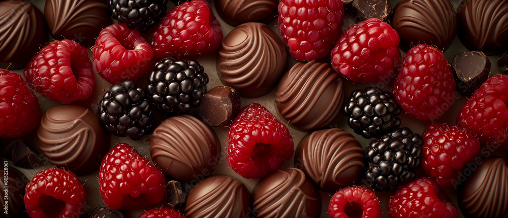A close up of a chocolate covered raspberry dessert