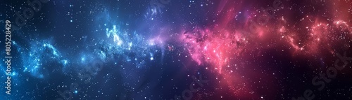 Banner background for a galaxy view, stars and nebulae creating a mesmerizing space theme as the element of subject, Sharpen banner background concept 3D with copy space photo