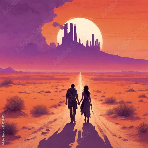 couple walking in the desert